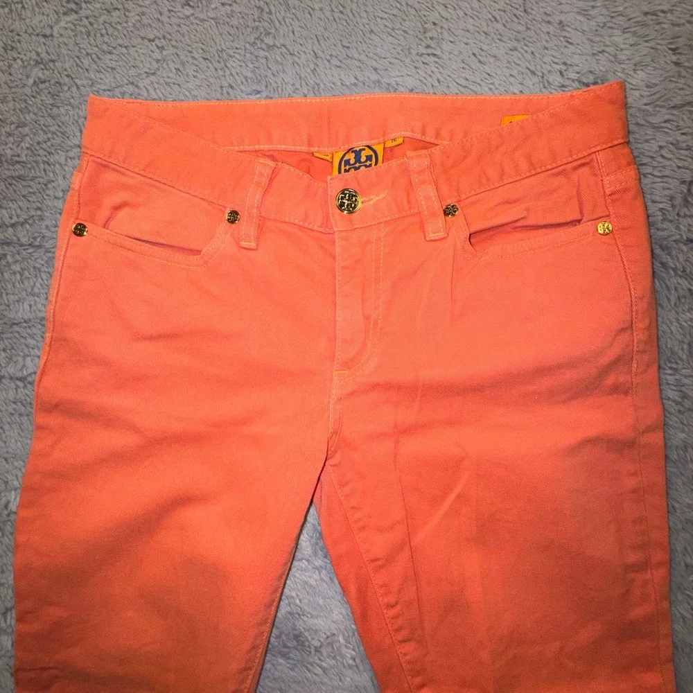 Tory Burch Pants Cropped Skinny Jeans Orange Mid Rise Womens 26 Old Money Luxury